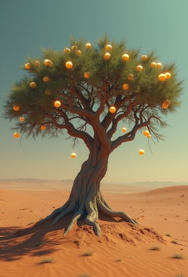 Orbs of Light on a Desert Tree