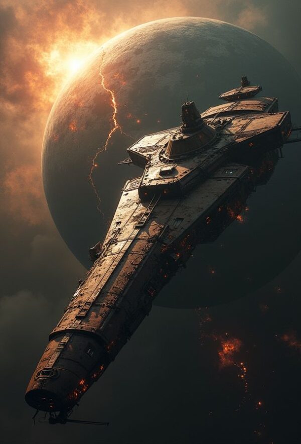 Cracked Ship Above a Dying World