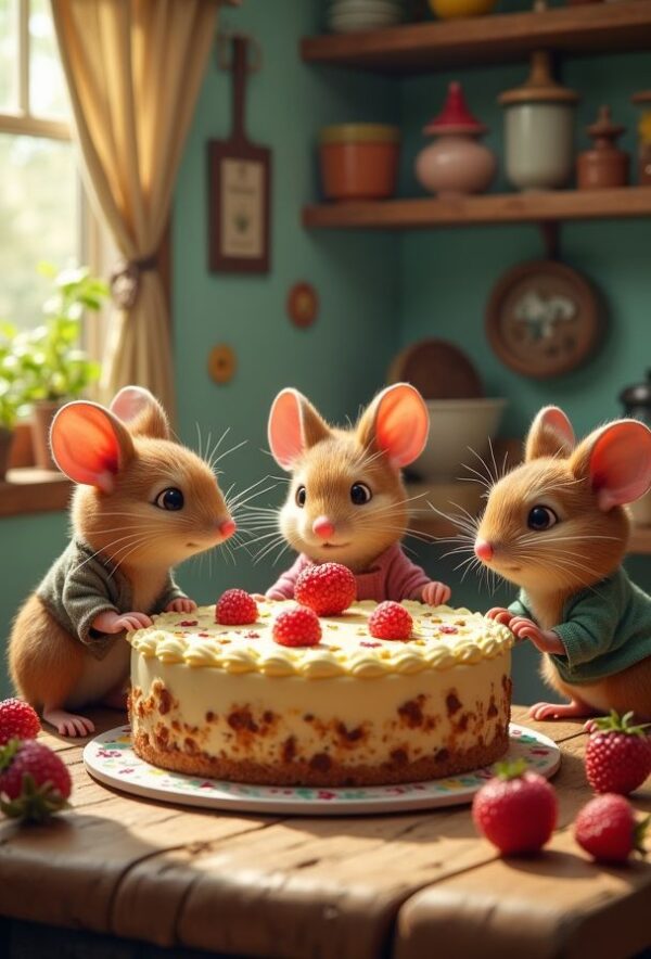 Mice Baking in the Woodland Kitchen