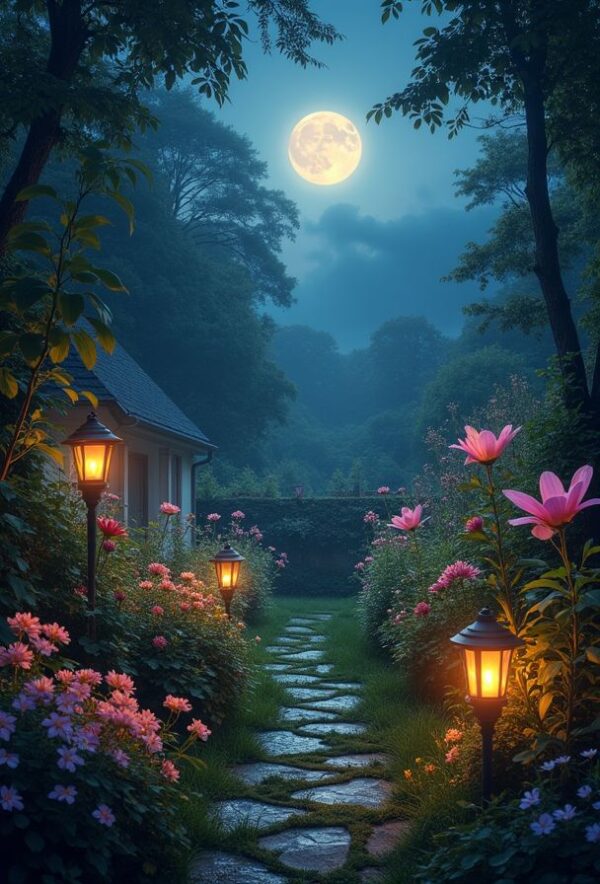 Moonlit Garden of Blooming Fairies