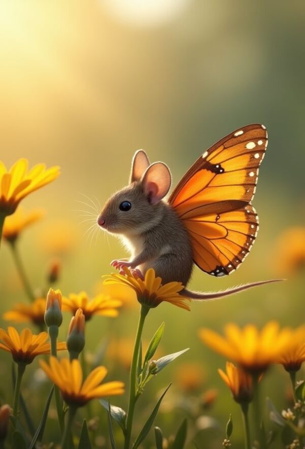 Butterfly Ride Over Glowing Daisies