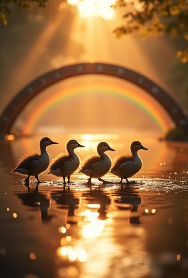 Ducks Beneath the Glowing Bridge