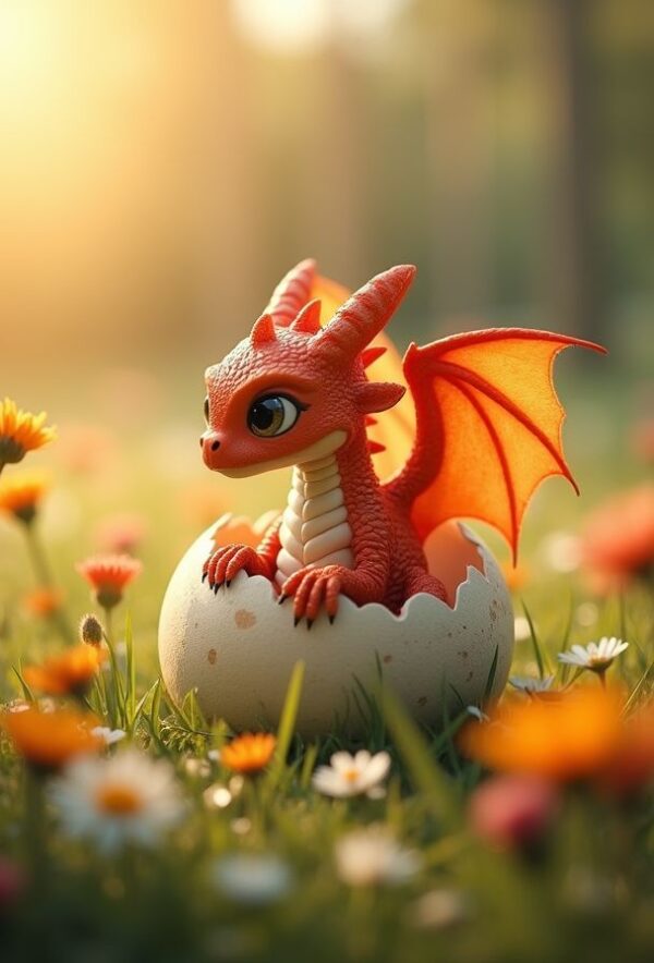 Baby Dragon in a Sparkling Field