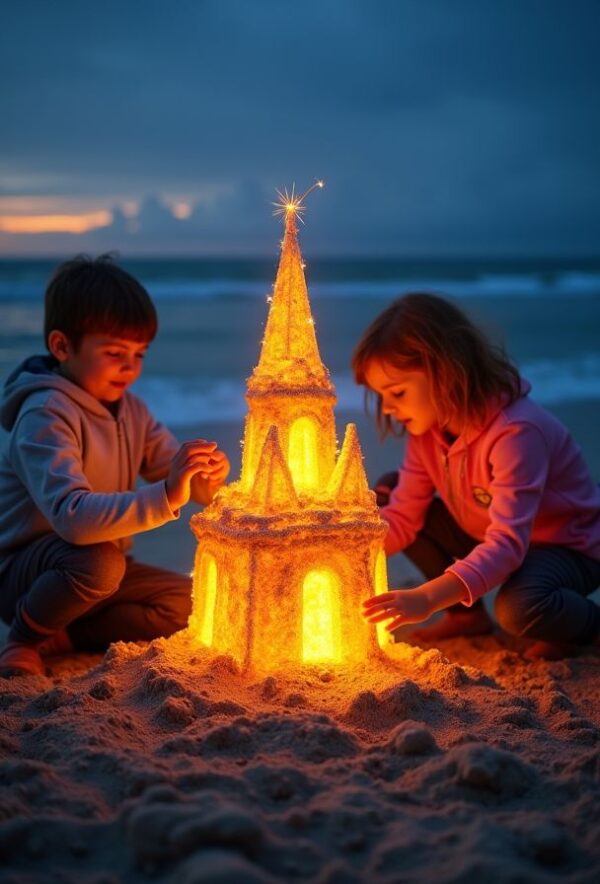 Glowing Sandcastle at Magical Beach