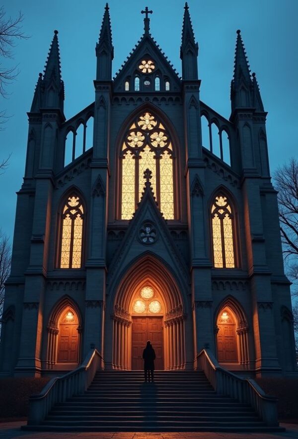 Twilight Rising Over the Gothic Cathedral