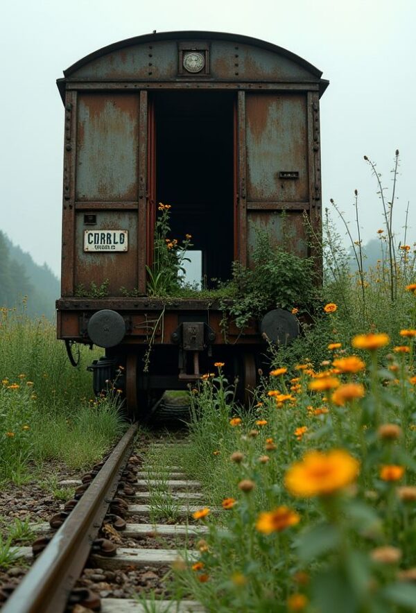 Wildflowers in the Abandoned Train