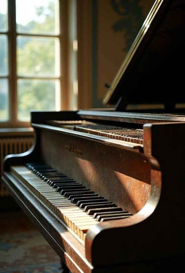 Dusty Keys in the Sunlit Mansion