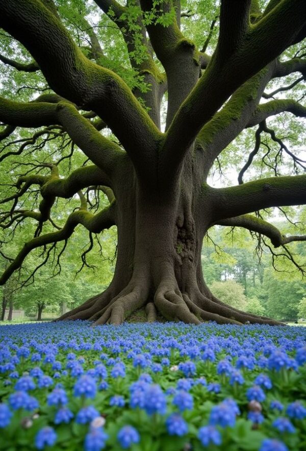 The Ancient Oak and Blue Bloom