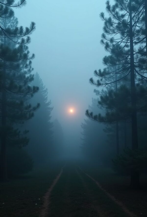 Fog and Glow in the Pines