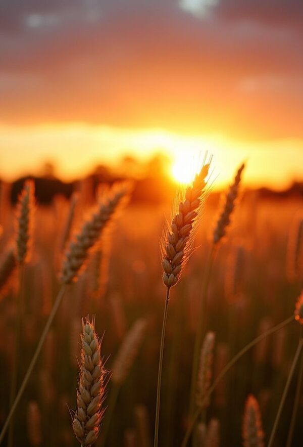 Golden Wheat Under Sunset Skies