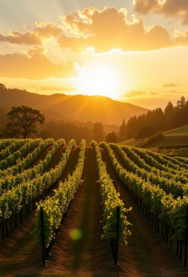 Golden Vines Under Evening Light