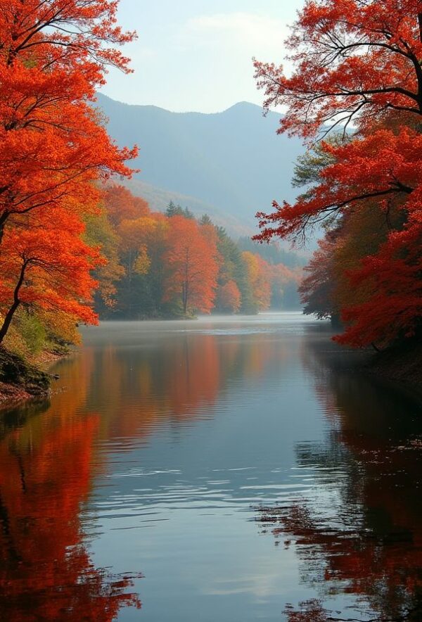 Autumn Lake in Fiery Splendor