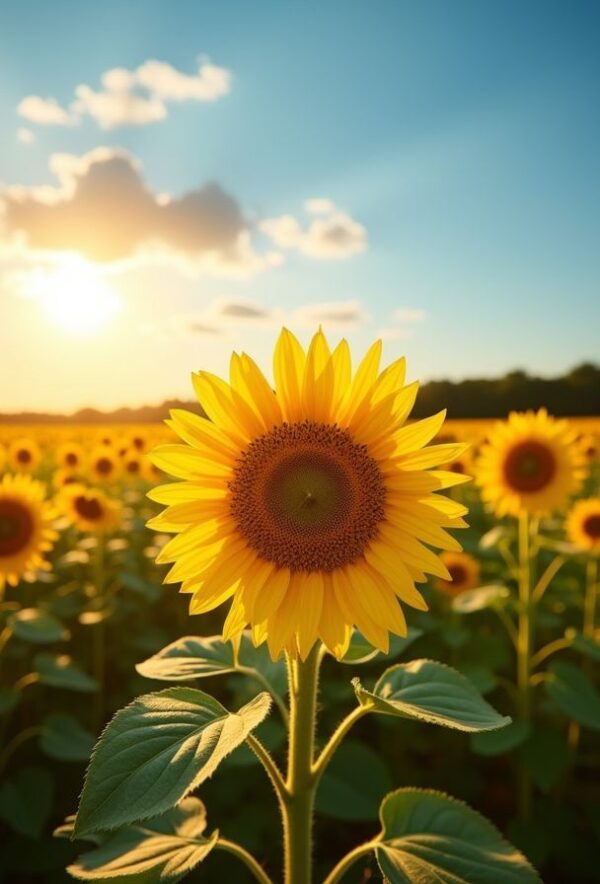 Sunflowers Reaching Toward Endless Sky