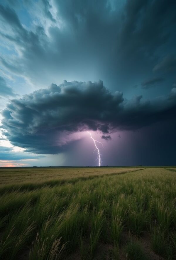 Prairie Thunderstorm and Lightning’s Fury