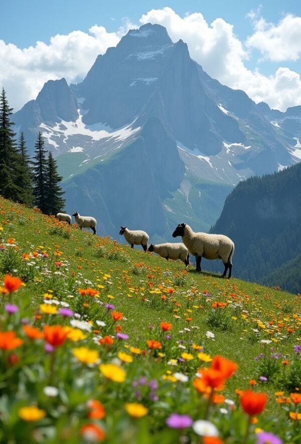 Alpine Meadow of Blooming Wonder