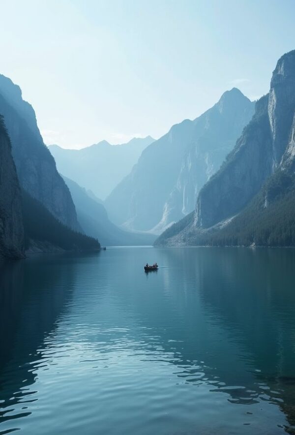 Canoe Adrift on a Tranquil Lake