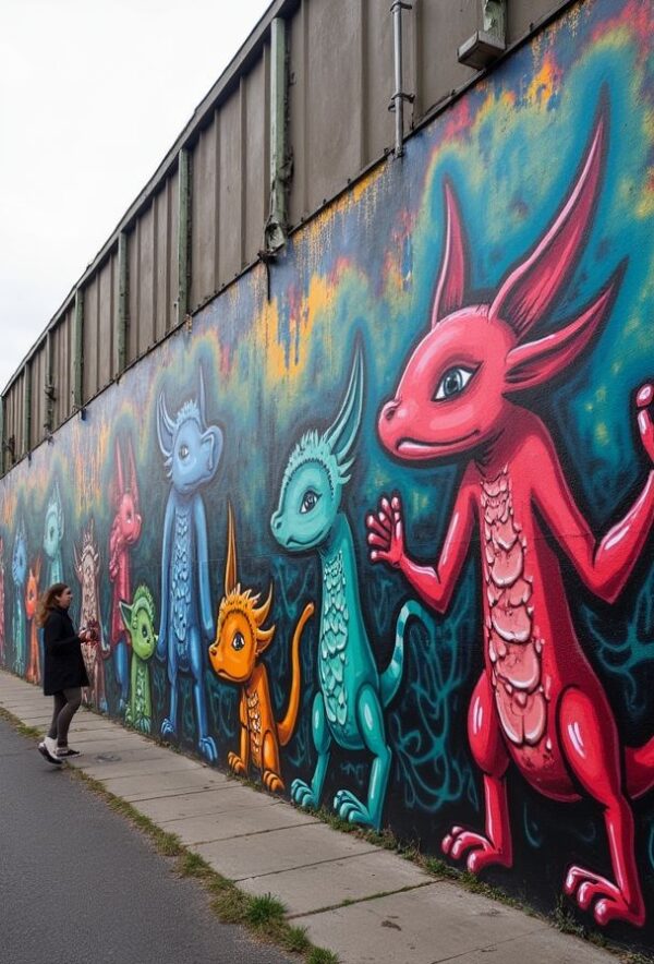 Creatures Emerging From Painted Walls