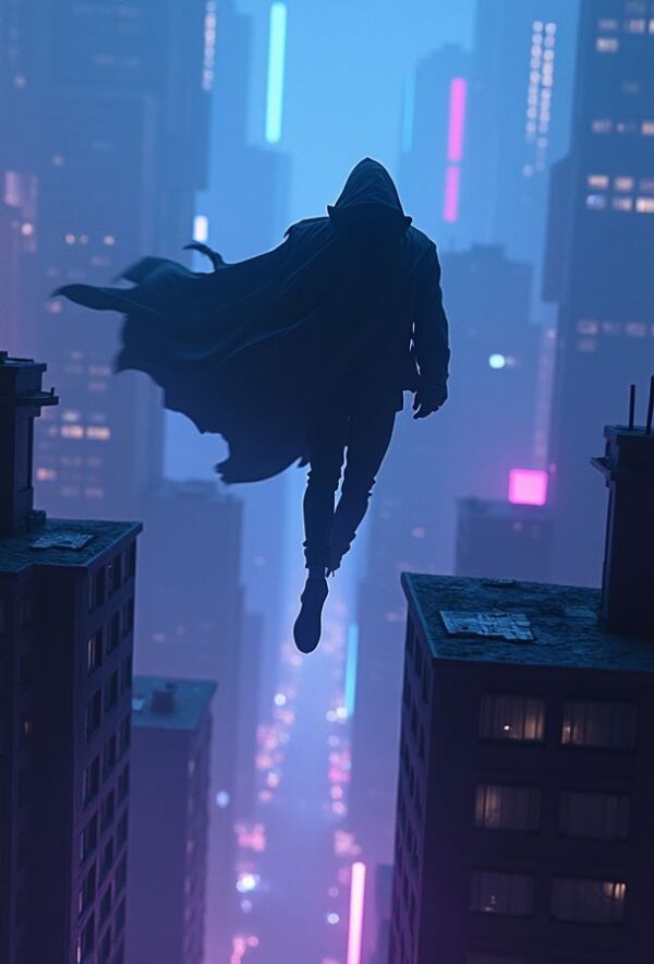 Rooftop Assassin in the Neon Glow