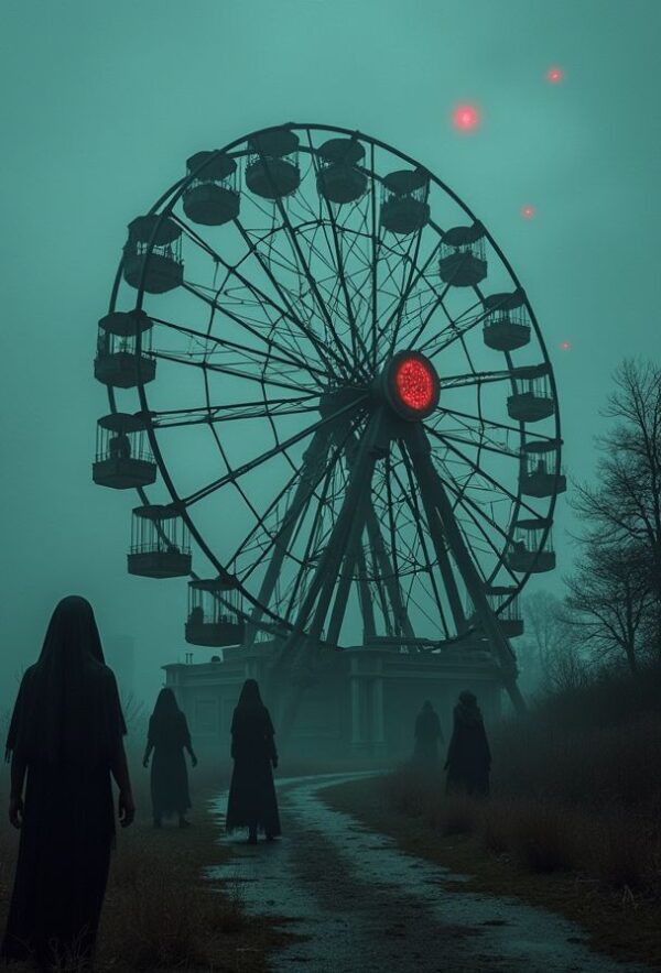 Ghostly Ferris Wheel in the Carnival Night