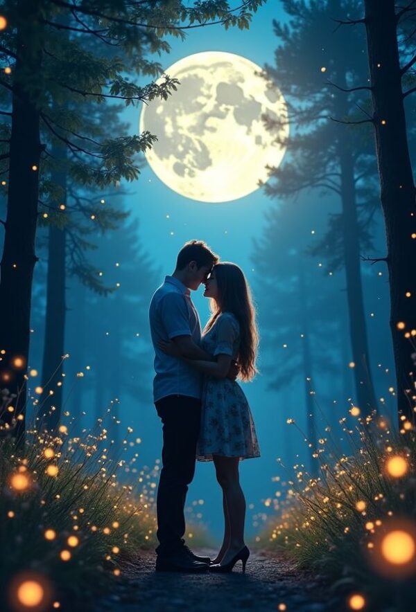 Moonlit Embrace Under a Starlit Sky