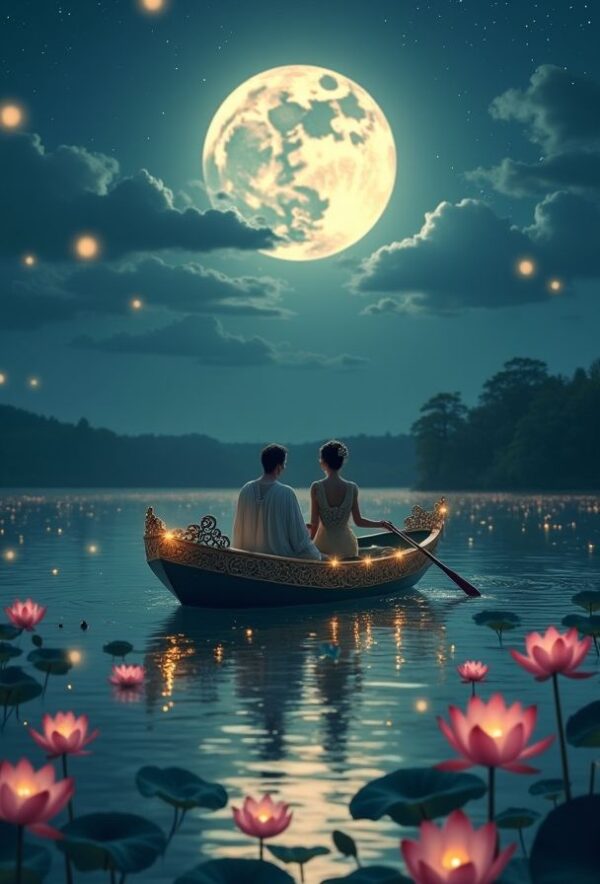 Firefly Glow on the Moonlit Lake