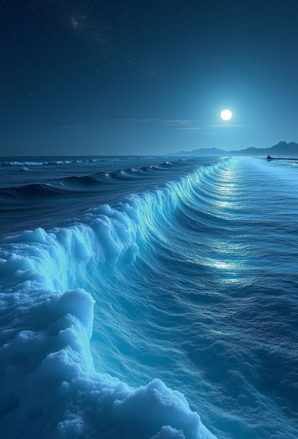 Frozen Ocean Waves Reflecting Constellations