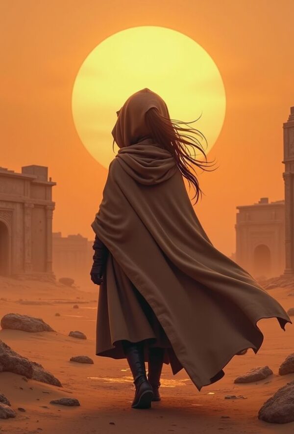 Cloaked Wanderer and the Desert Ruins