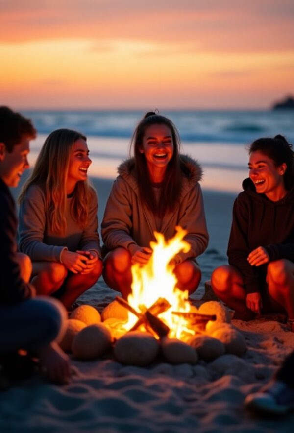 Laughter by the Sunset Campfire