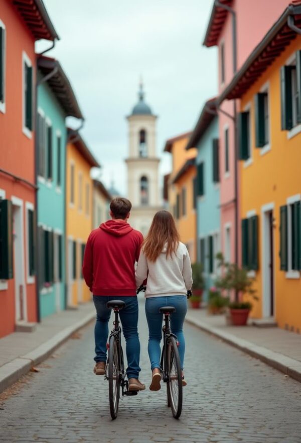 Tandem Ride Through Cobblestone Streets