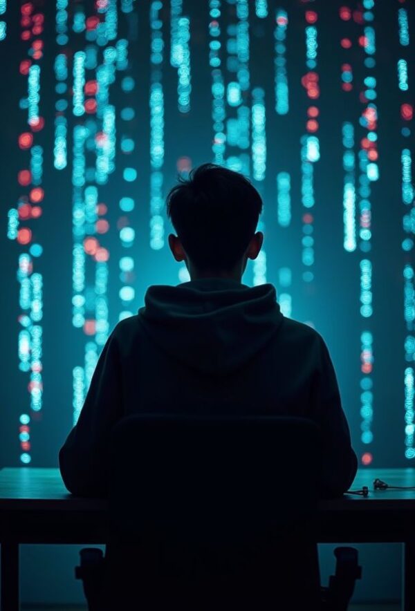 The Hacker in a Glowing Code Maze