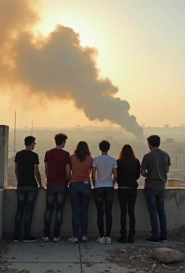 Rooftop Watchers of Rising Smoke