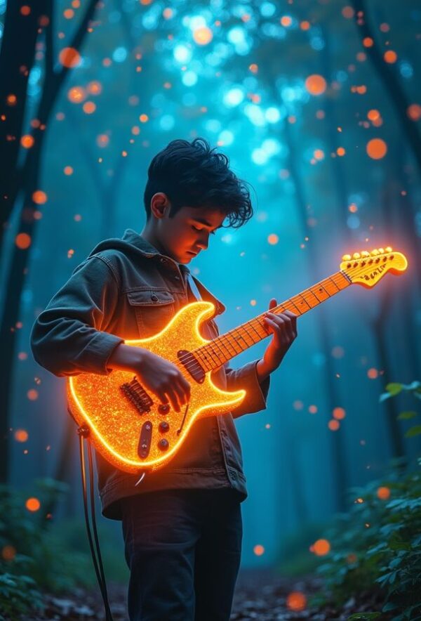 Notes of Light from the Glowing Guitar