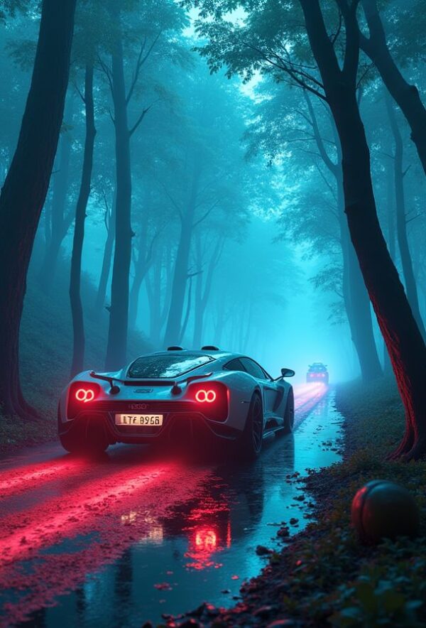 Neon Chase Through the Forest Glow