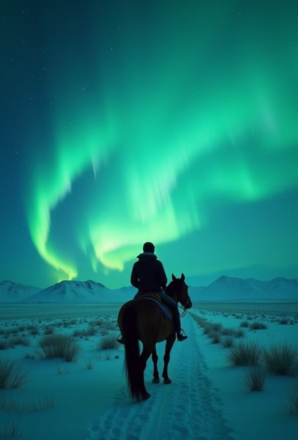 Aurora Rider Across the Tundra