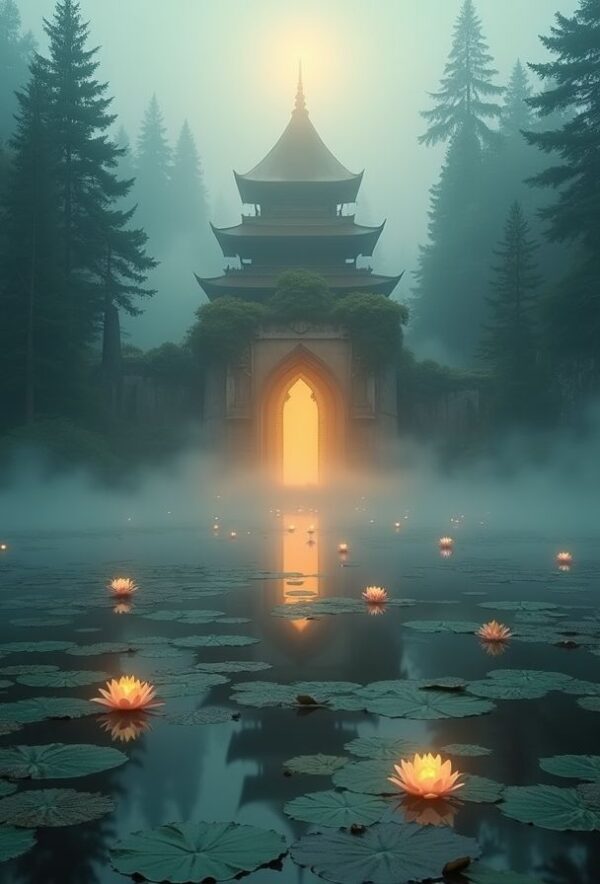 Temple on the Misty Lake