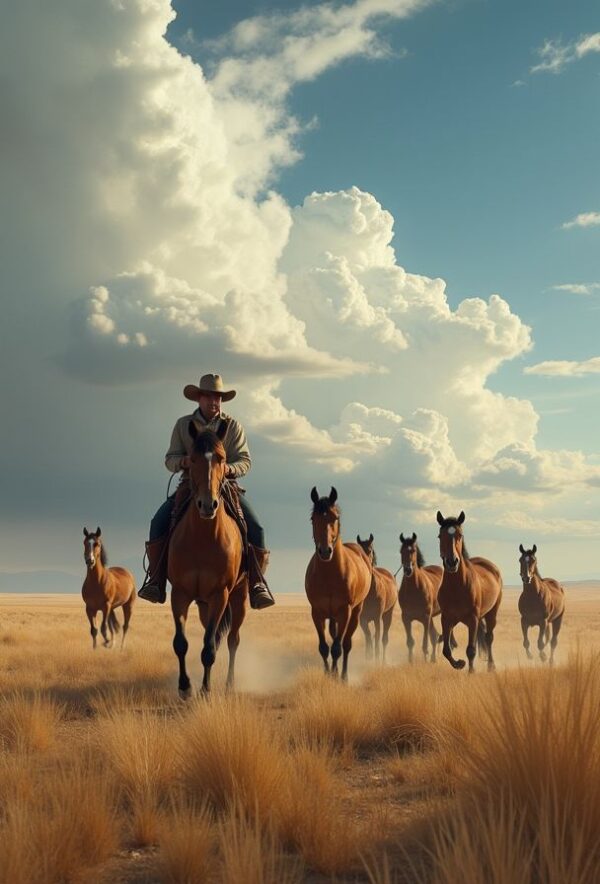 Mustangs Across the Wild Plains